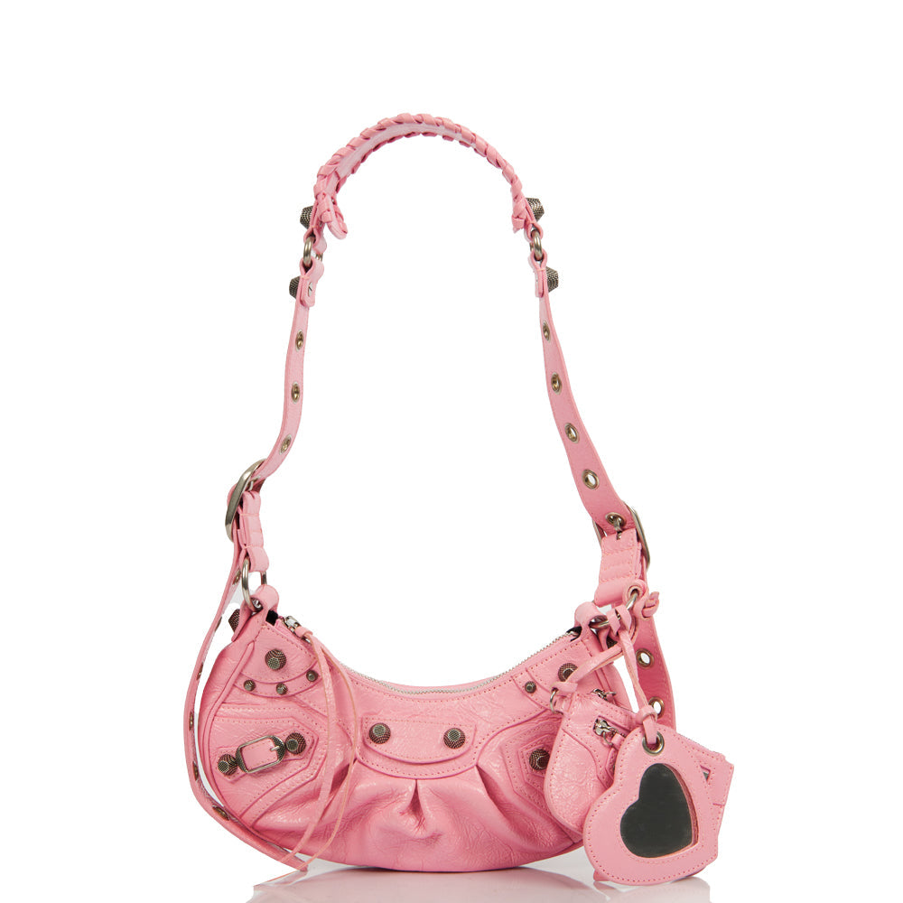 Balenciaga Shoulder Bag Le Cagole XS in Pink, Leather — Front View