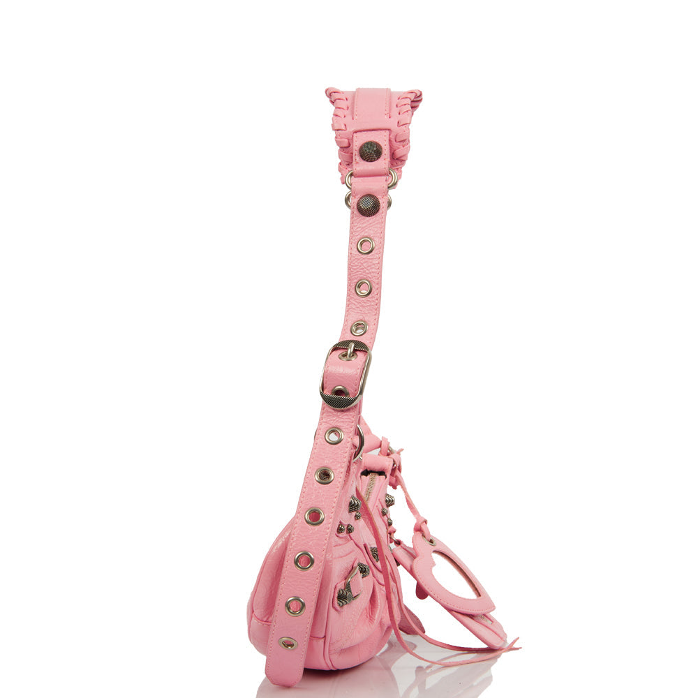 Balenciaga Shoulder Bag Le Cagole XS in Pink, Leather — Side View