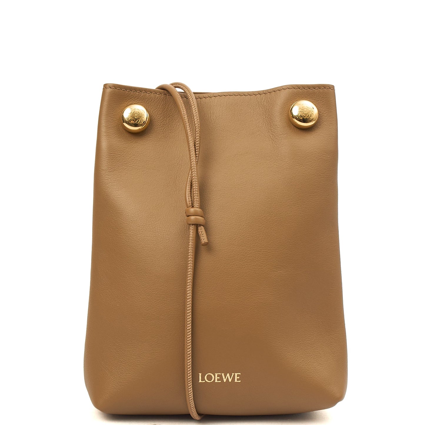 Loewe Cross Body T Pouch in Brown, Leather — Front View