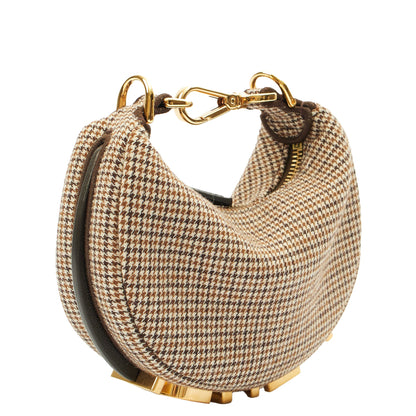Fendi Mini Bag Fendigraphy - Nano in Brown, Fabric — Side View