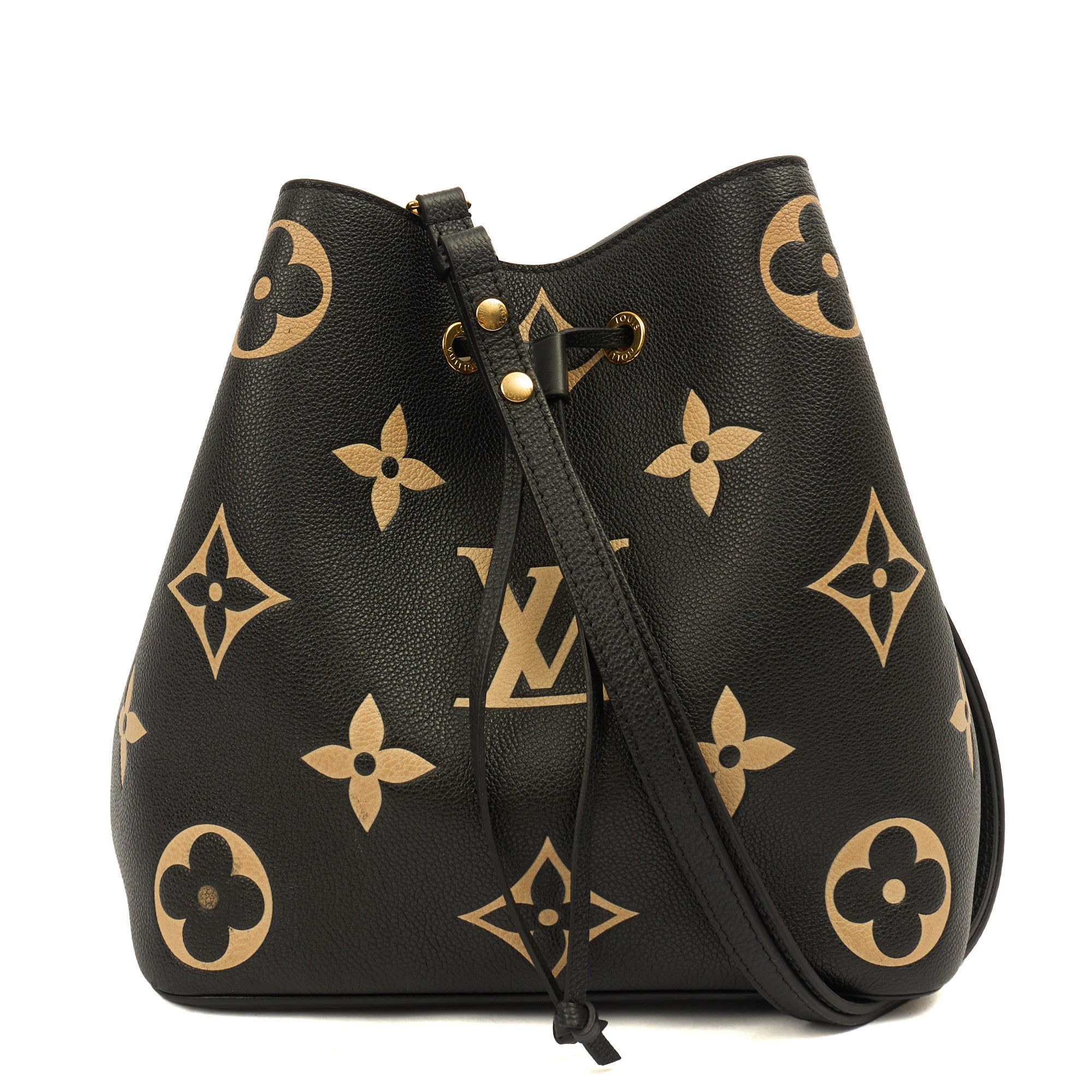 Louis Vuitton Bucket Bag NeoNoe MM Bucket in Black, Empreinte Leather — Front View