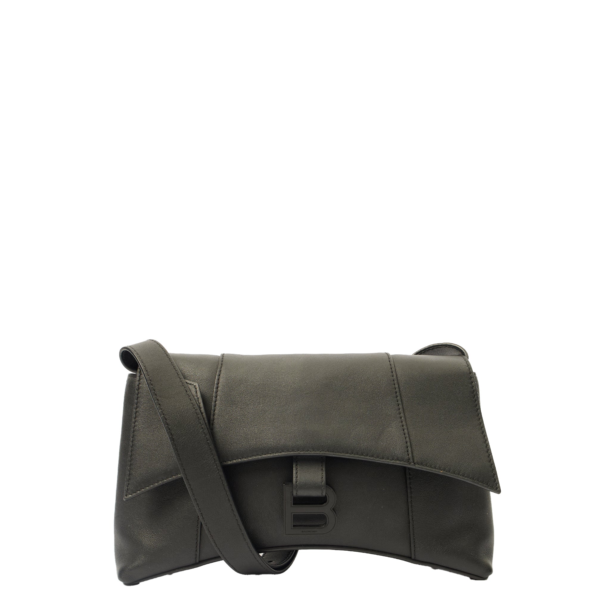 Balenciaga Shoulder Bag Downtown - Small in Black, Leather — Front View
