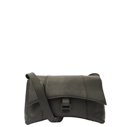 Balenciaga Shoulder Bag Downtown - Small in Black, Leather — Front View
