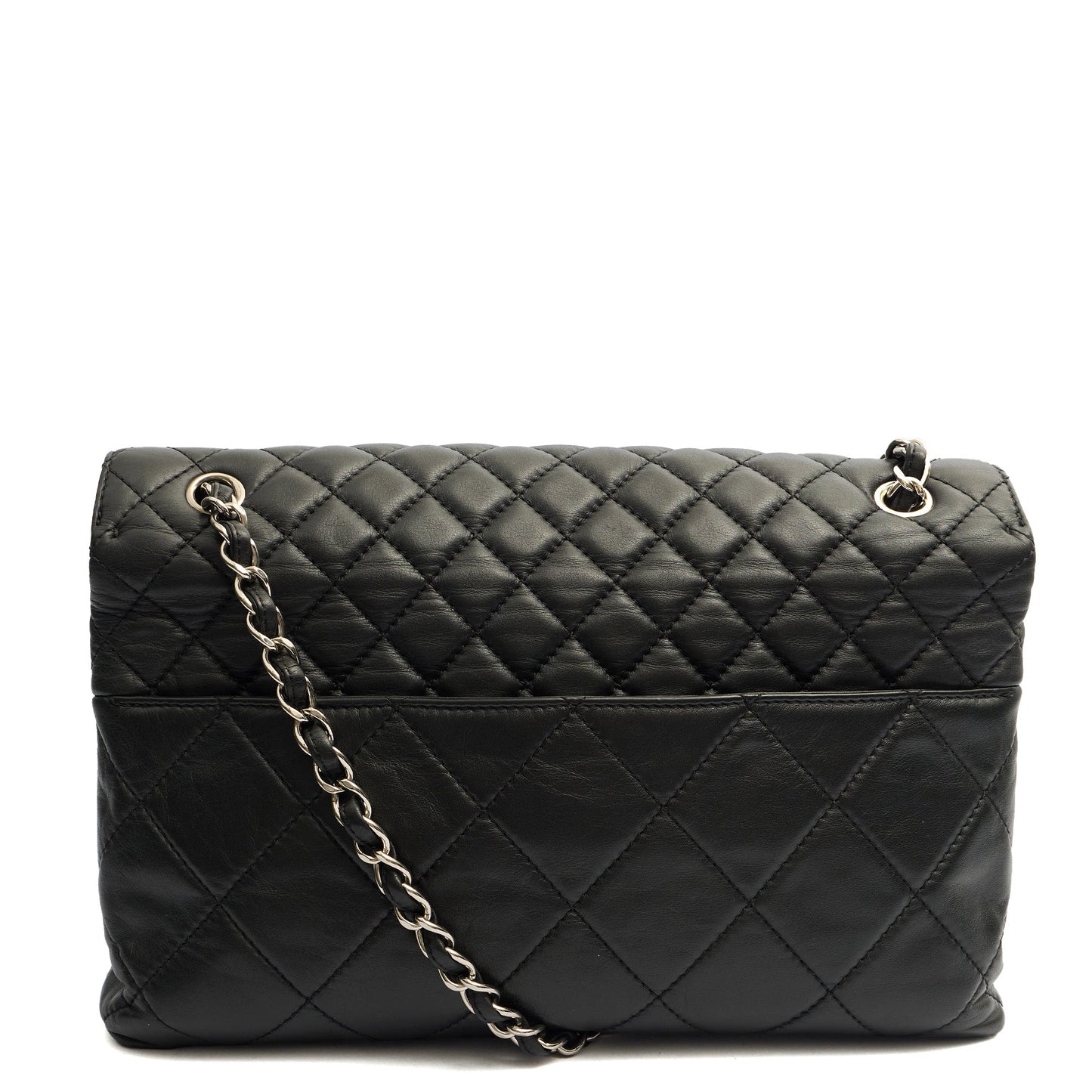 Chanel Shoulder Bag Classic Single Flap - Jumbo in Black, Lambskin Leather — Back View