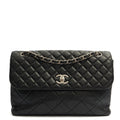 Chanel Shoulder Bag Classic Single Flap - Jumbo in Black, Lambskin Leather — Front View