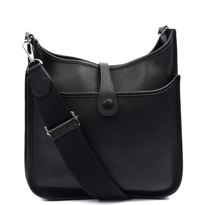 Hermes Evelyne 29 in Black, Clemence Leather — Back View