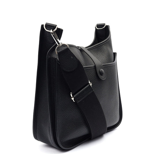 Hermes Evelyne 29 in Black, Clemence Leather — Side View