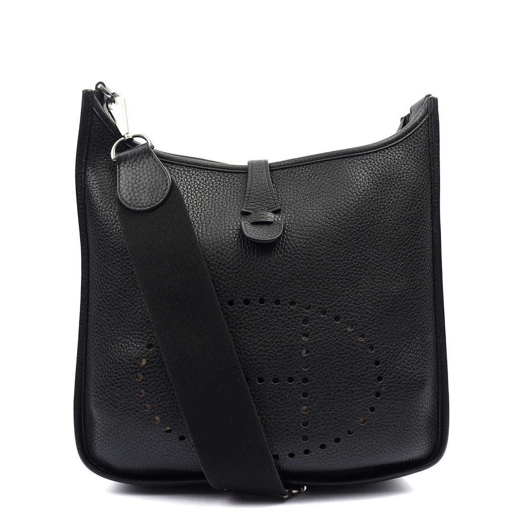 Hermes Evelyne 29 in Black, Clemence Leather — Front View