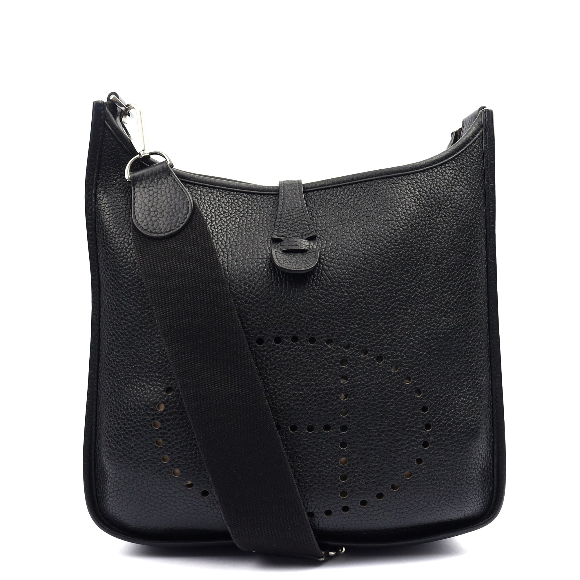 Hermes Evelyne 29 in Black, Clemence Leather — Front View