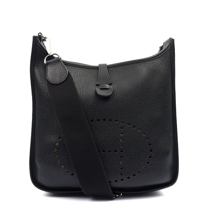 Hermes Evelyne 29 in Black, Clemence Leather — Front View