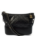 Chanel Tote Gabrielle Hobo - Large in Black, Calfskin Leather — Front View