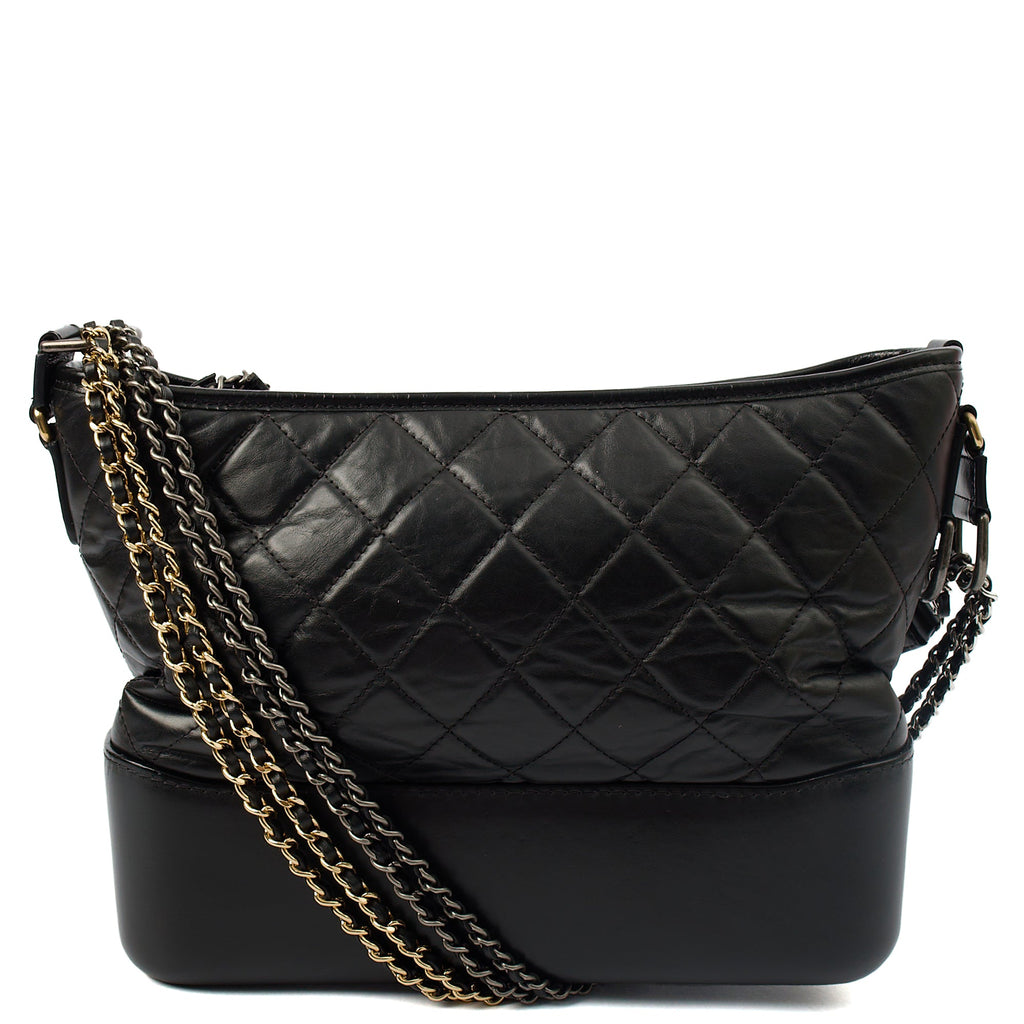 Chanel Tote Gabrielle Hobo - Large in Black, Calfskin Leather — Top View