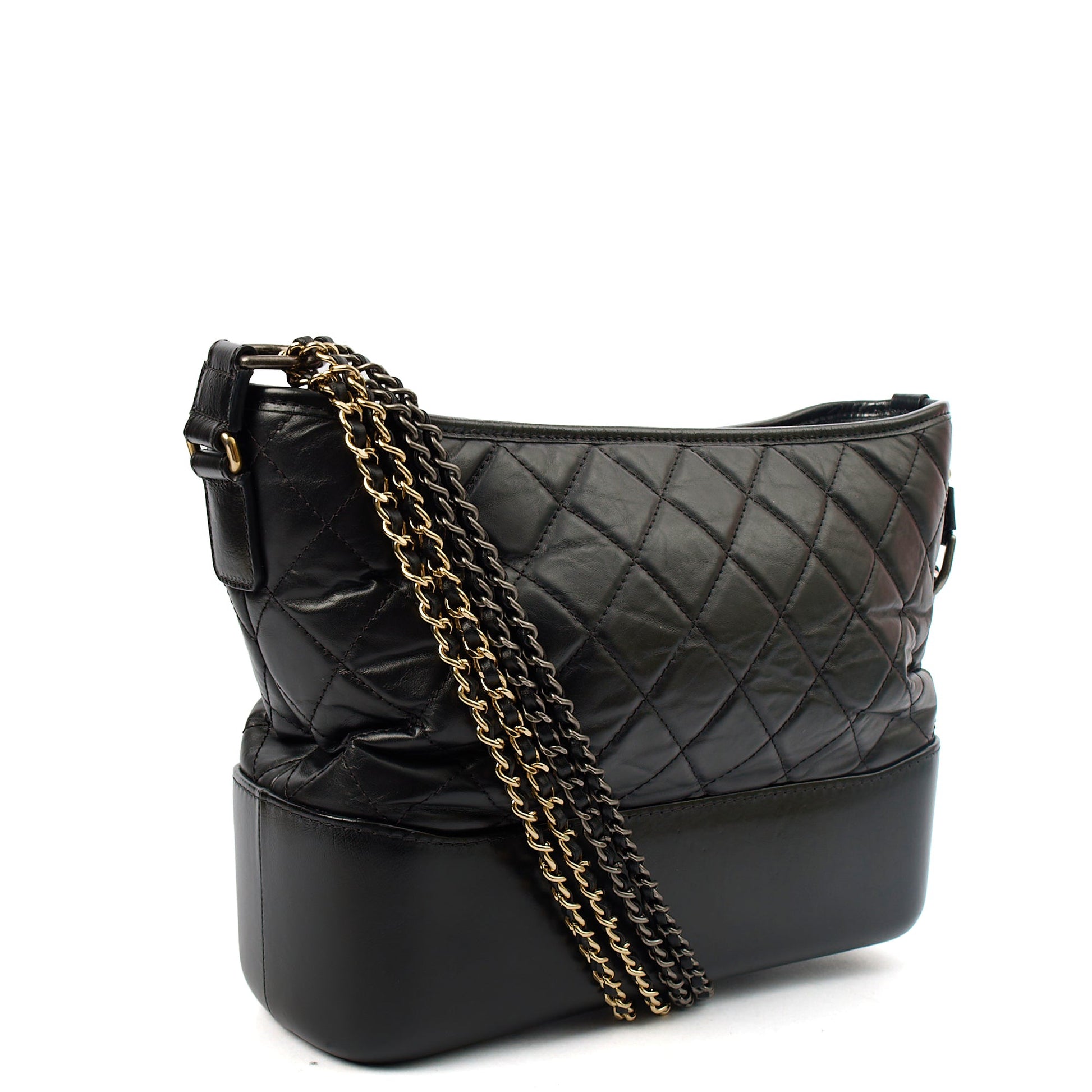 Chanel Tote Gabrielle Hobo - Large in Black, Calfskin Leather — Back View