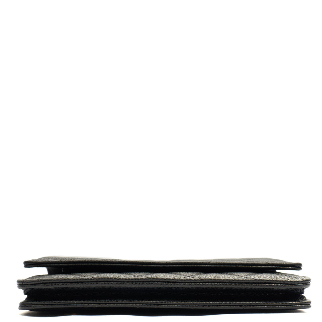 Chanel Cross Body Wallet on Chain in Black, Caviar Leather — Detail View