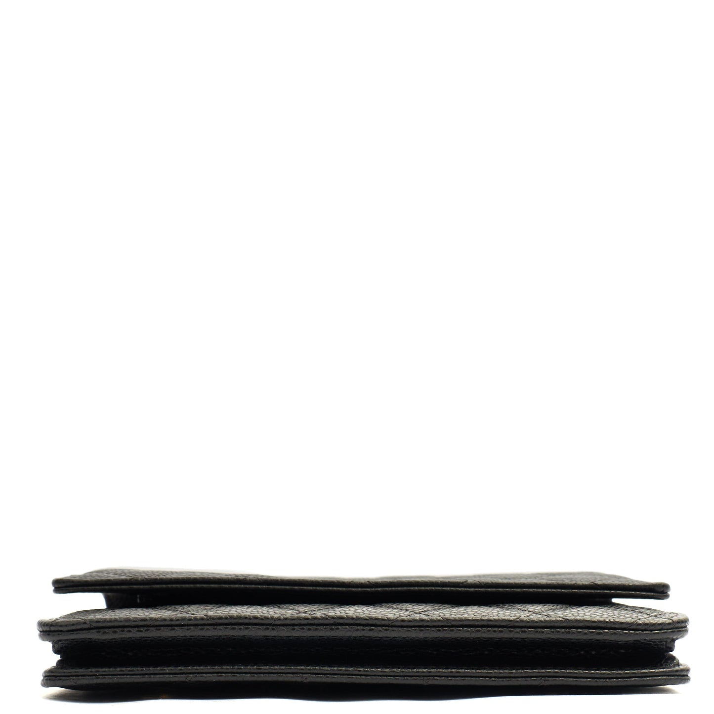 Chanel Cross Body Wallet on Chain in Black, Caviar Leather — Detail View