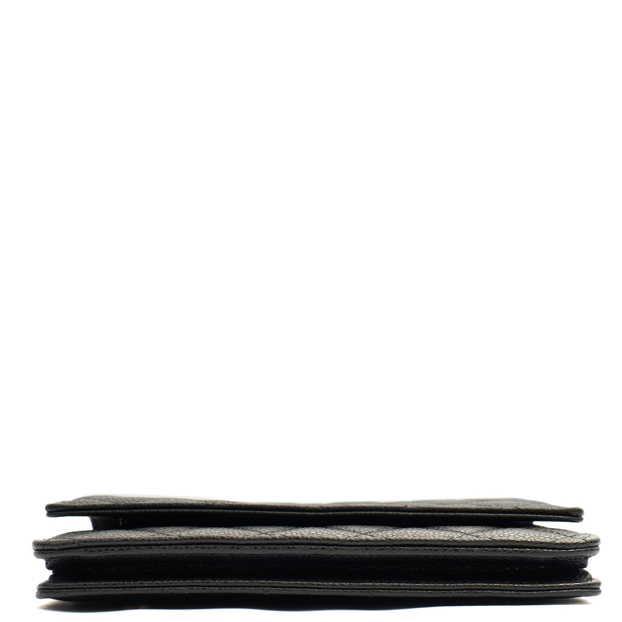 Chanel Cross Body Wallet on Chain in Black, Caviar Leather — Detail View