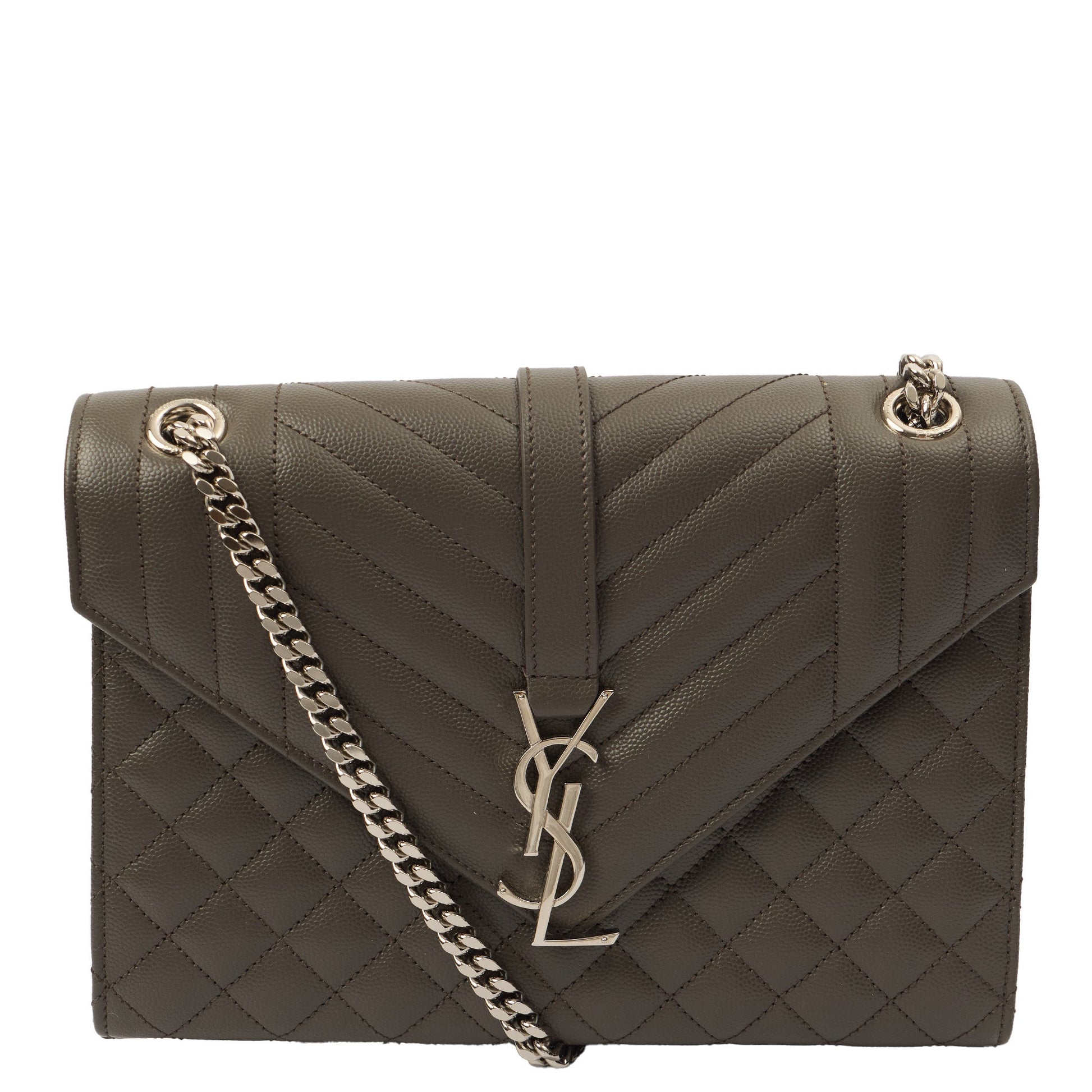 Saint Laurent Cross Body Envelope - Medium in Black, Leather — Front View