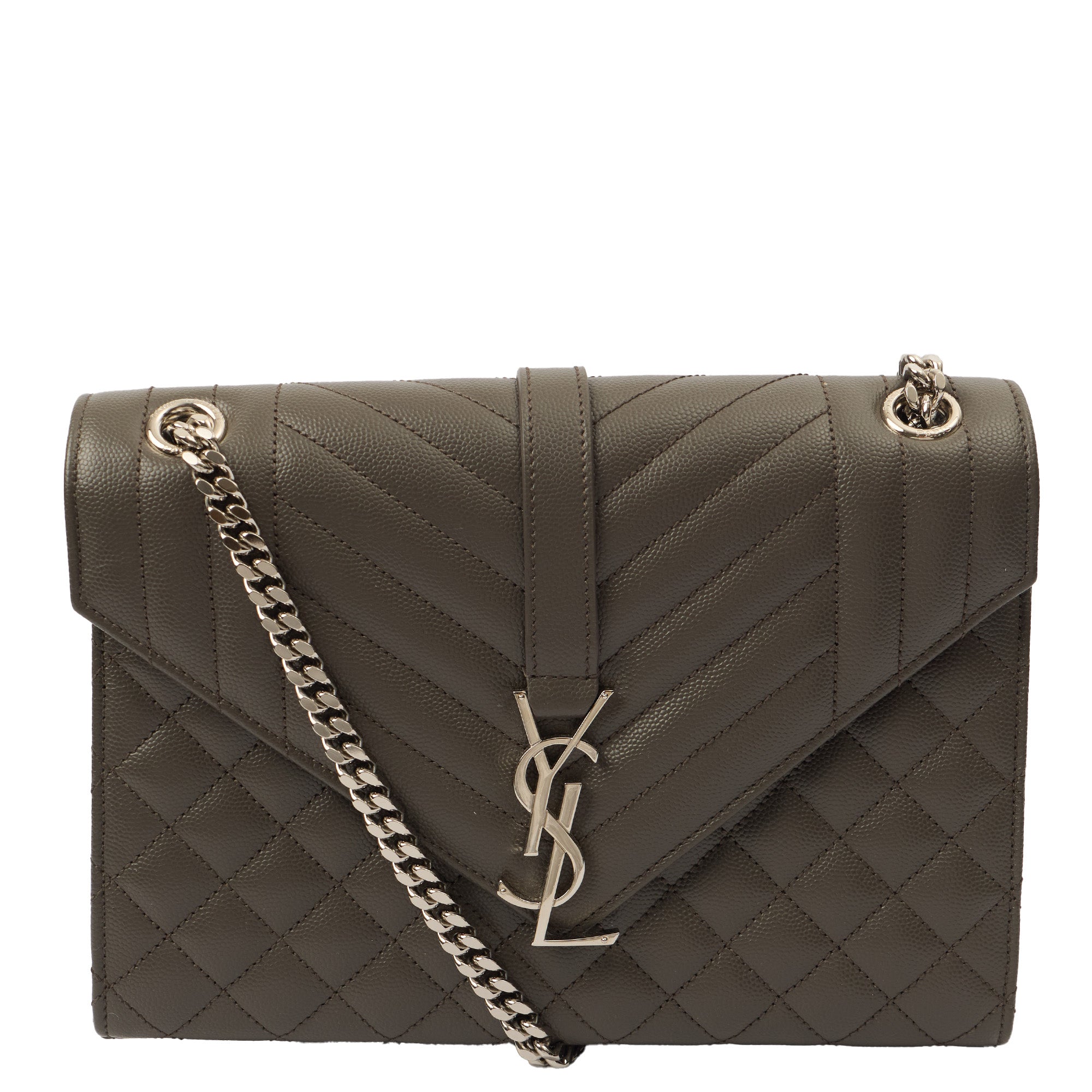 Saint Laurent Cross Body Envelope - Medium in Black, Leather — Front View