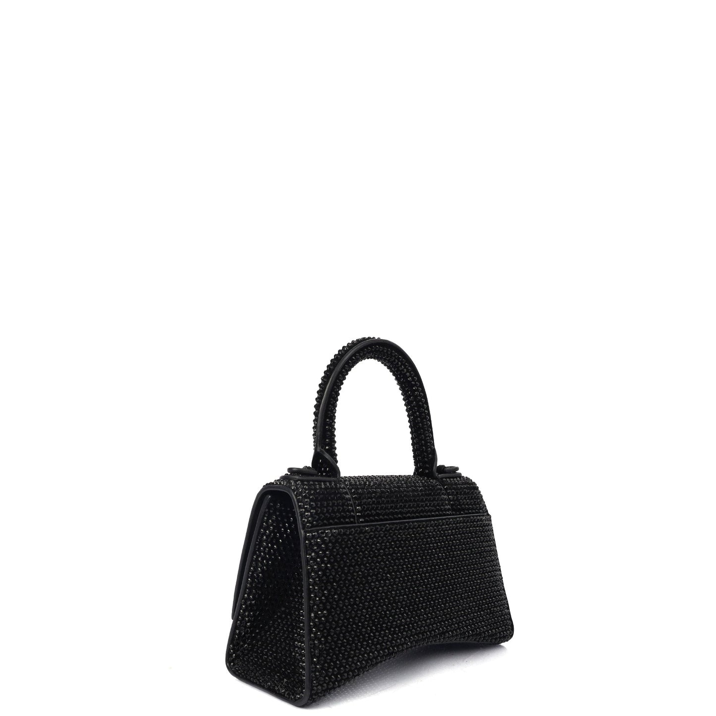 Balenciaga Tote Hourglass Top Handle Small in Black, Fabric — Side View
