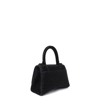 Balenciaga Tote Hourglass Top Handle Small in Black, Fabric — Side View