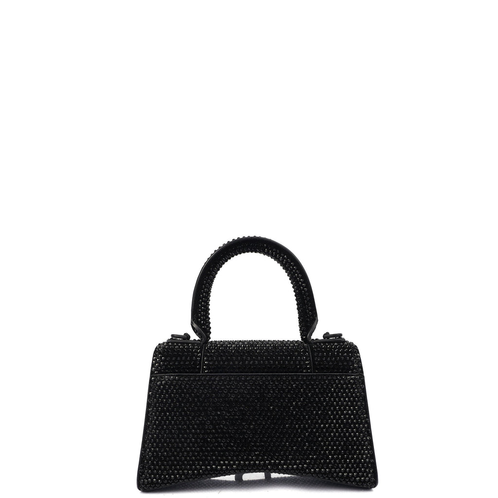 Balenciaga Tote Hourglass Top Handle Small in Black, Fabric — Back View