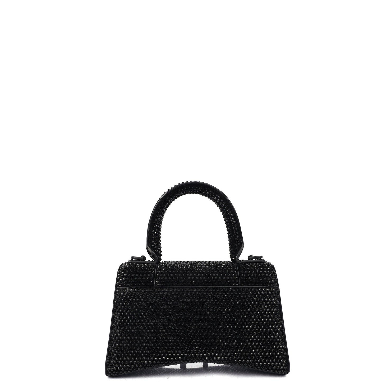 Balenciaga Tote Hourglass Top Handle Small in Black, Fabric — Back View