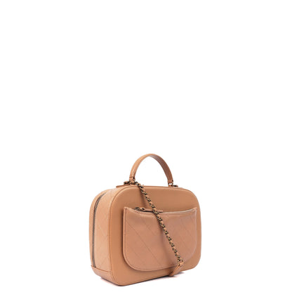 Chanel Cross Body Vanity Case in Brown, Leather — Back View
