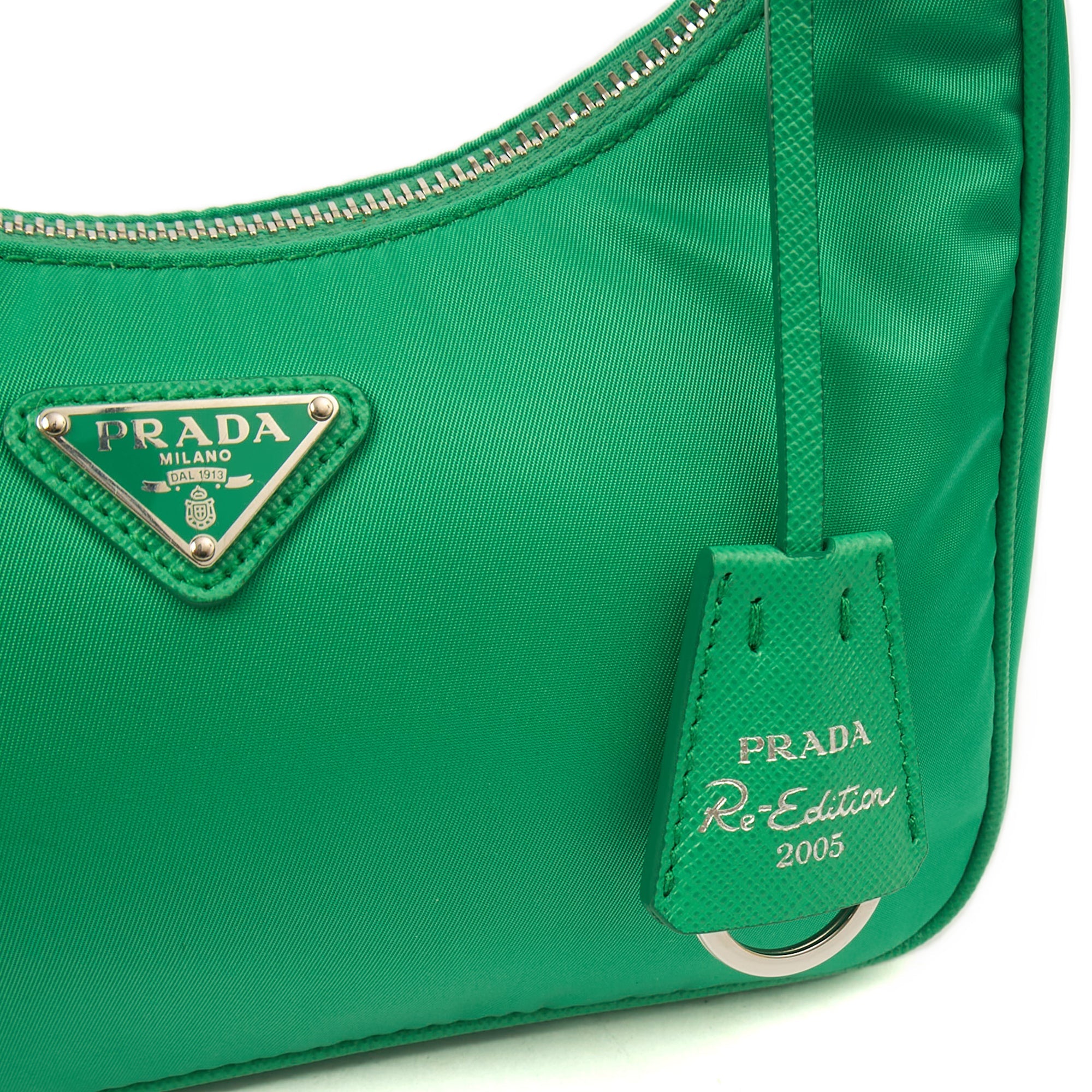 Prada Cross Body Re-Edition 2000 Shoulder Bag in Green, Nylon — Lifestyle View