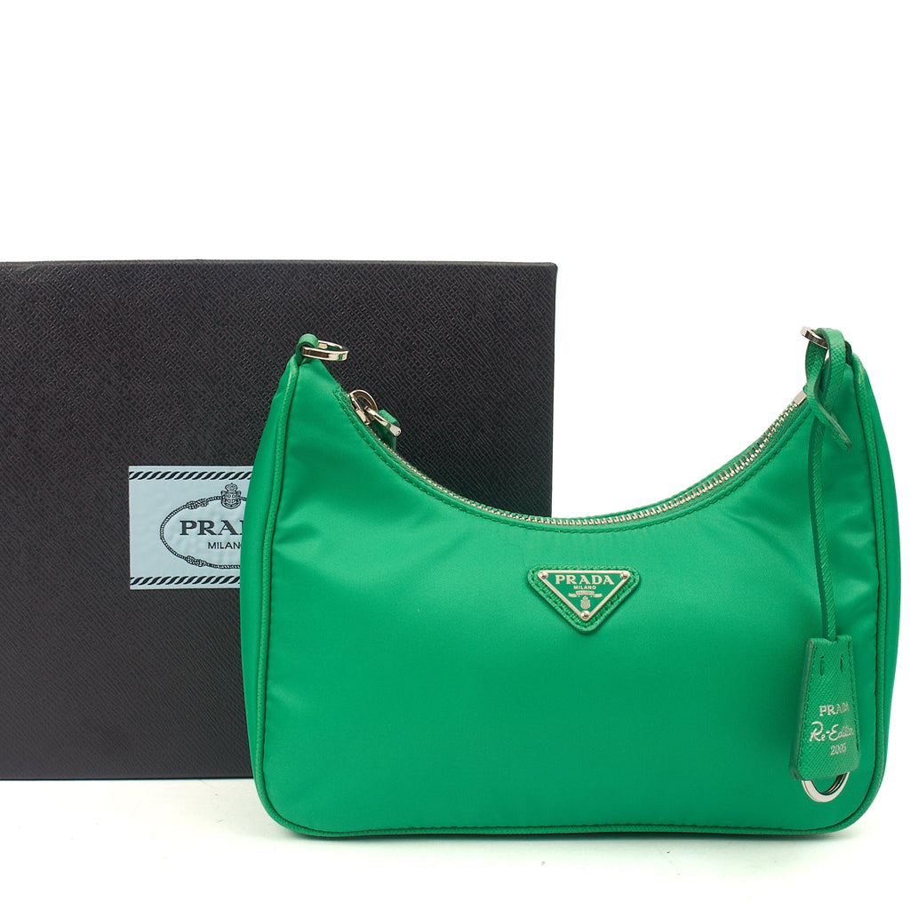 Prada Cross Body Re-Edition 2000 Shoulder Bag in Green, Nylon — Alternate View 14