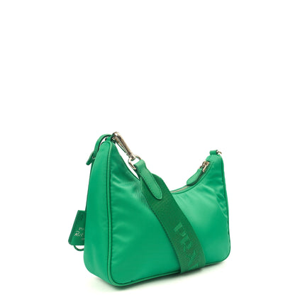 Prada Cross Body Re-Edition 2000 Shoulder Bag in Green, Nylon — Side View