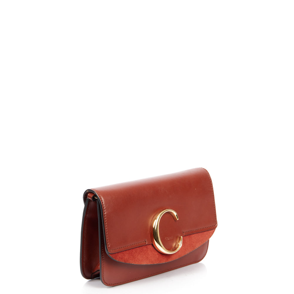 Chloe Shoulder Bag Chloe C - Small in Red, Calfskin Leather — Side View