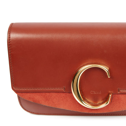 Chloe Shoulder Bag Chloe C - Small in Red, Calfskin Leather — Lifestyle View