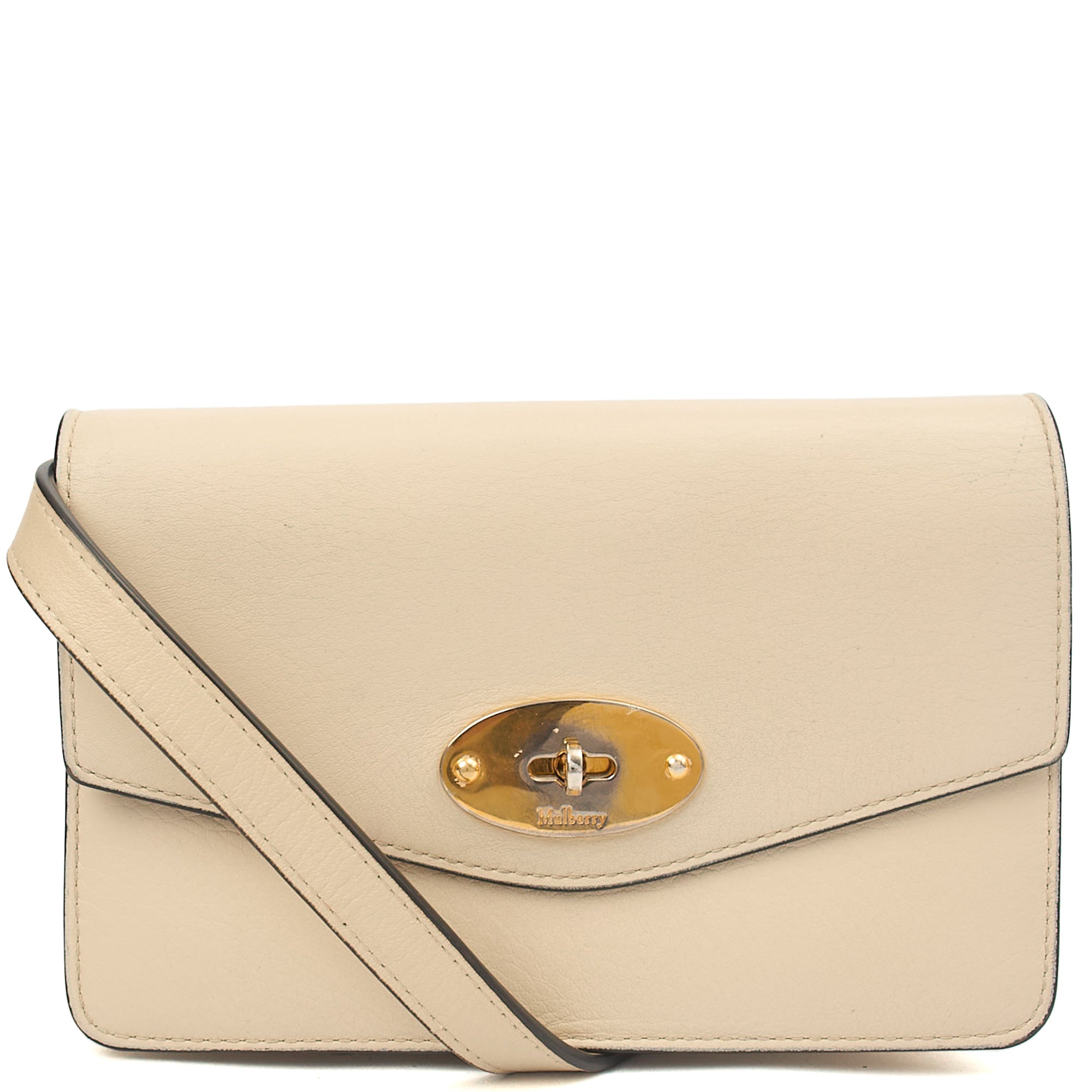 Mulberry Cross Body Darley Shoulder Bag  in Neutral, Calfskin Leather — Front View