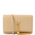 Saint Laurent Cross Body Kate Small Tassel in Neutral, Calfskin Leather — Front View