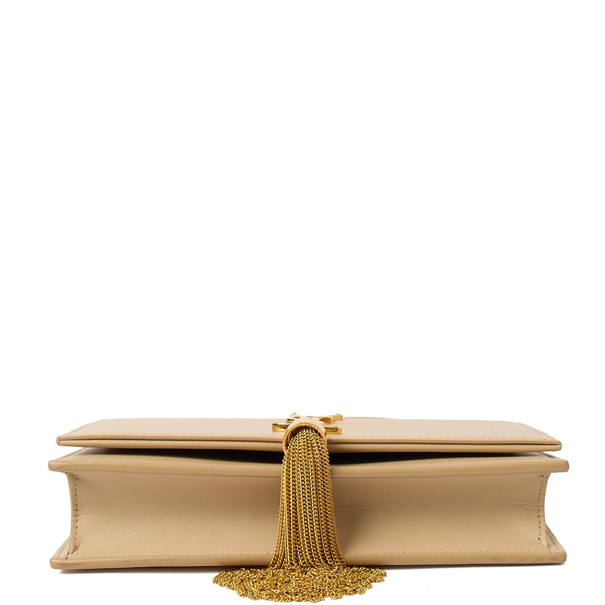 Saint Laurent Cross Body Kate Small Tassel in Neutral, Calfskin Leather — Detail View