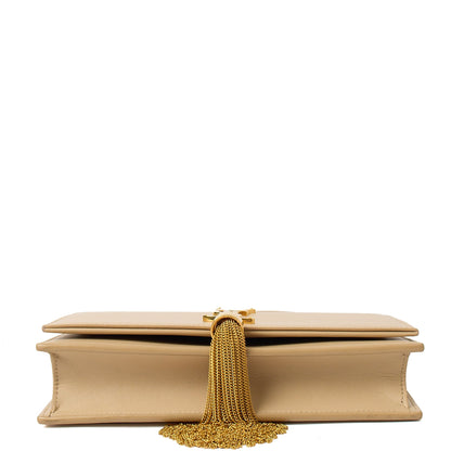 Saint Laurent Cross Body Kate Small Tassel in Neutral, Calfskin Leather — Detail View
