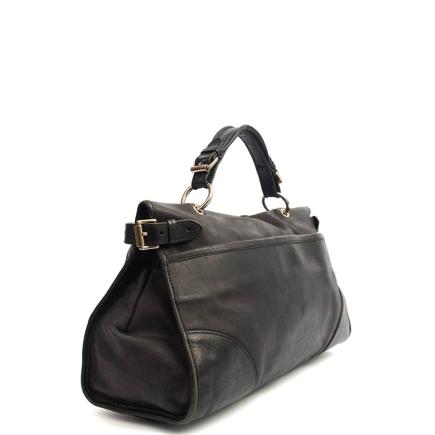 Mulberry Tote Taylor Satchel  in Black, Calfskin Leather — Side View