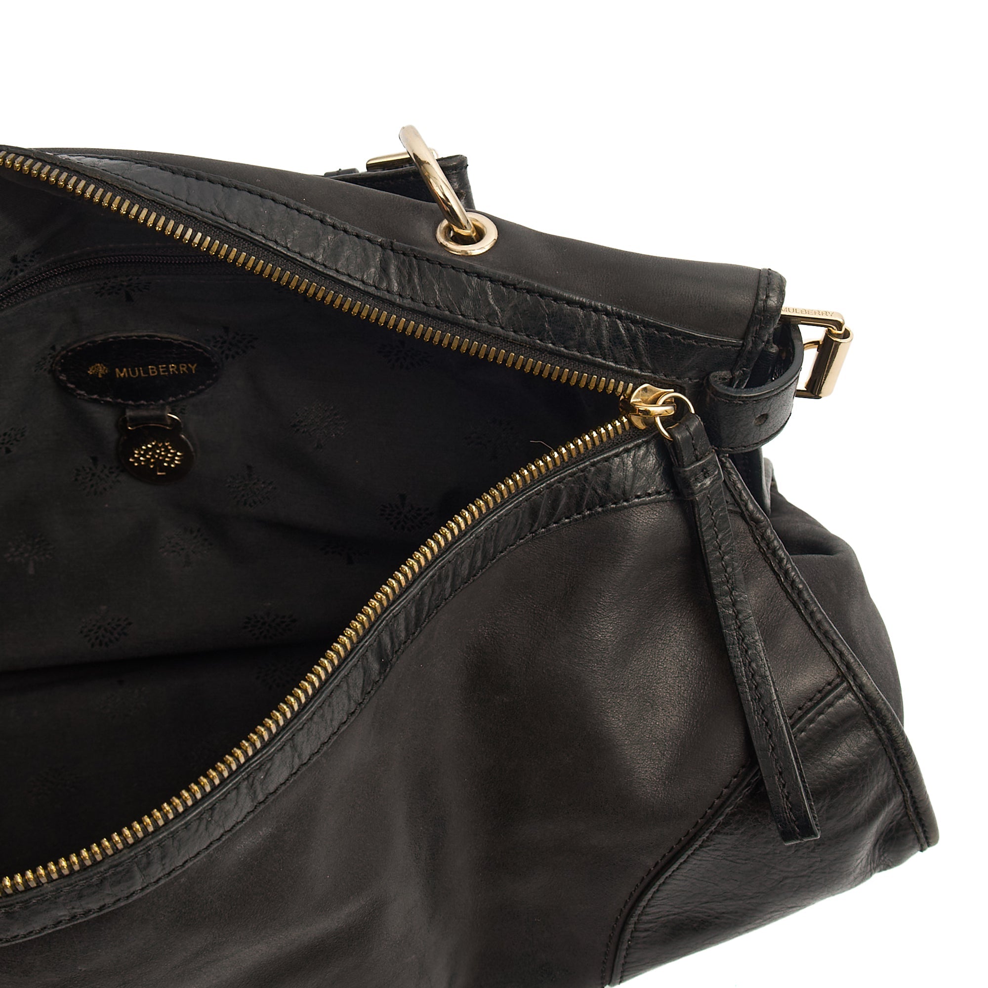 Mulberry Tote Taylor Satchel  in Black, Calfskin Leather — Detail View