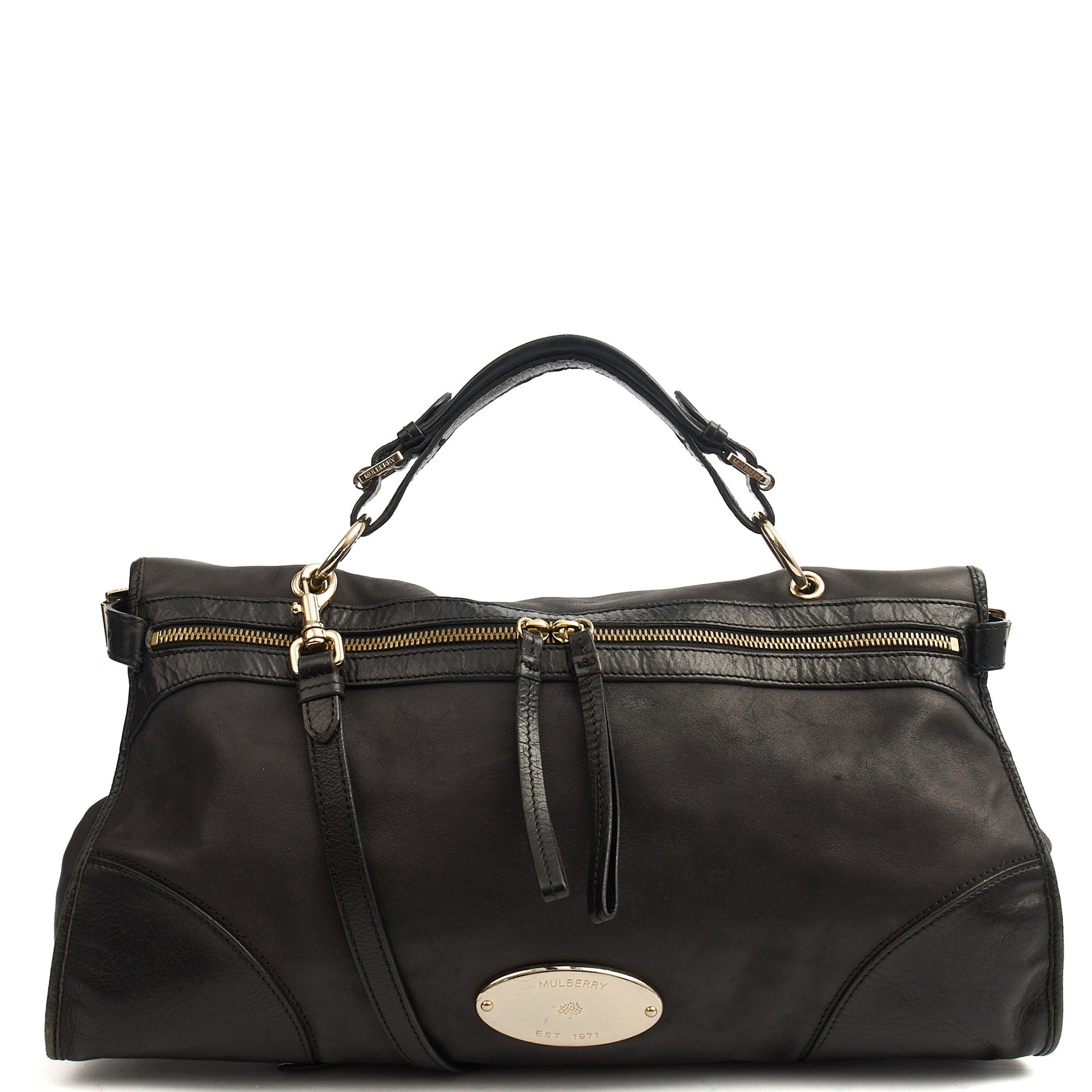 Mulberry Tote Taylor Satchel  in Black, Calfskin Leather — Alternate View 7