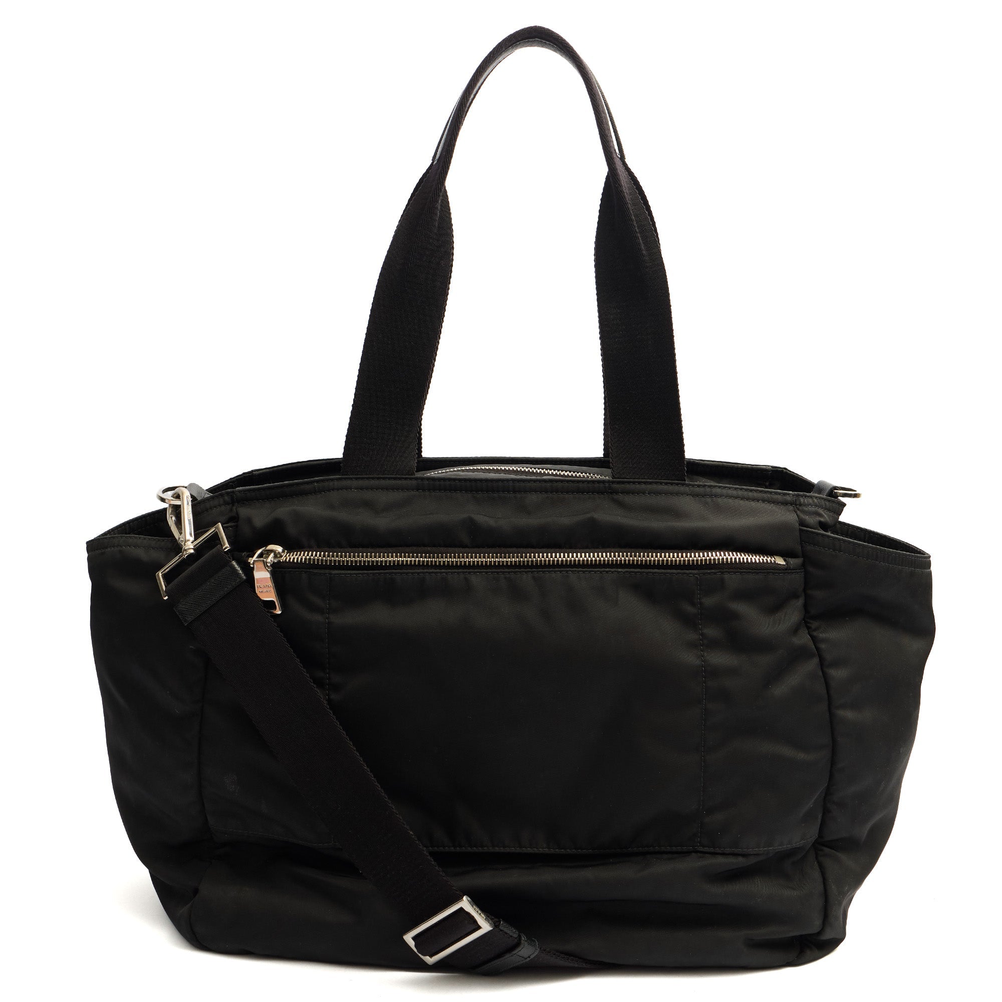 Prada Shoulder Bag Baby Bag in Black, Nylon — Back View