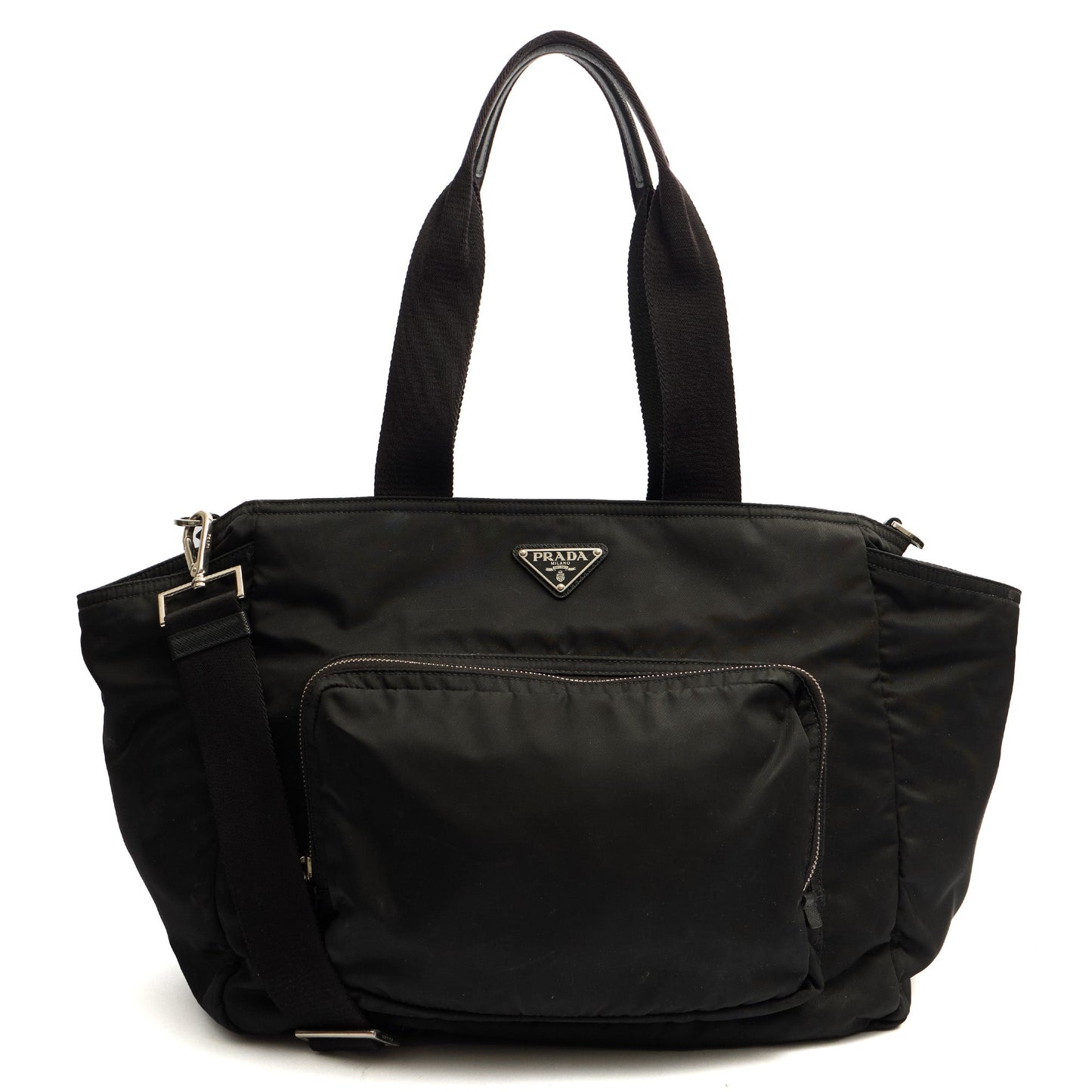 Prada Shoulder Bag Baby Bag in Black, Nylon — Front View