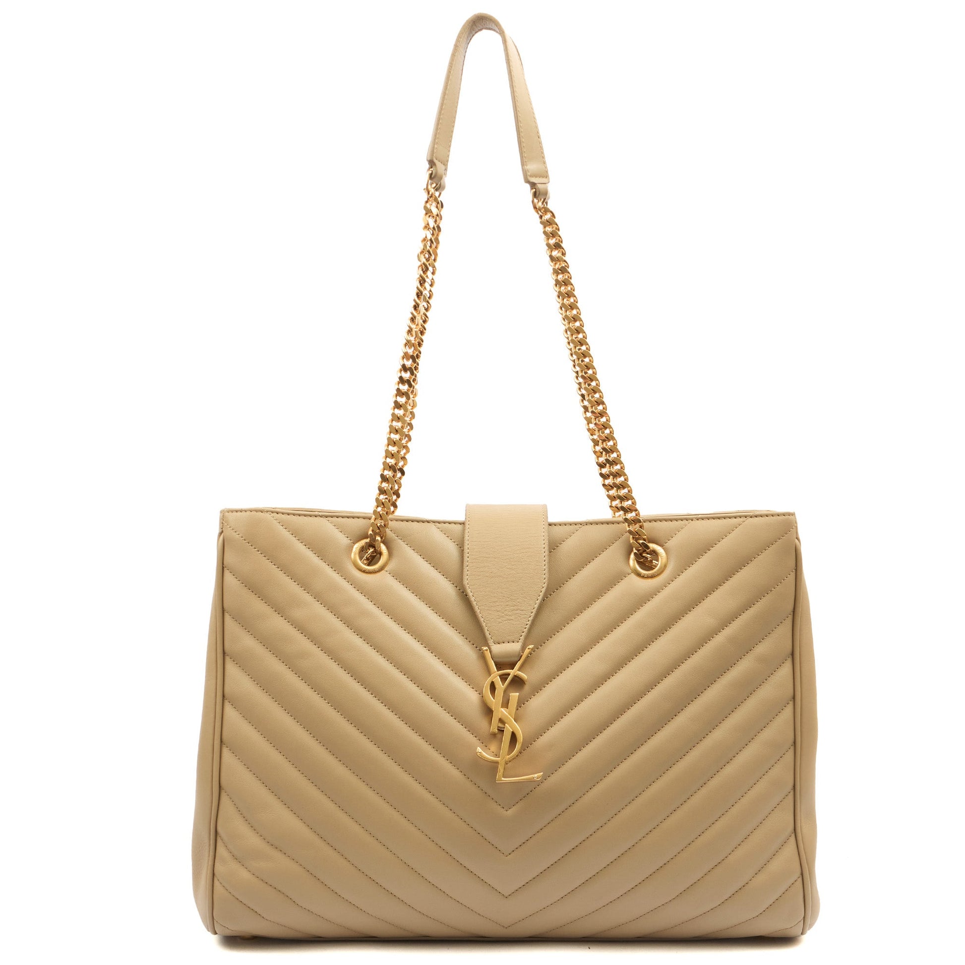 Saint Laurent Tote Monogram Tote in Green, Calfskin Leather — Alternate View 7