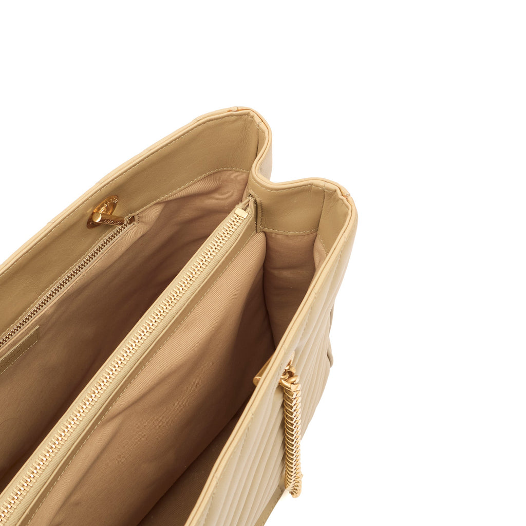 Saint Laurent Tote Monogram Tote in Green, Calfskin Leather — Detail View