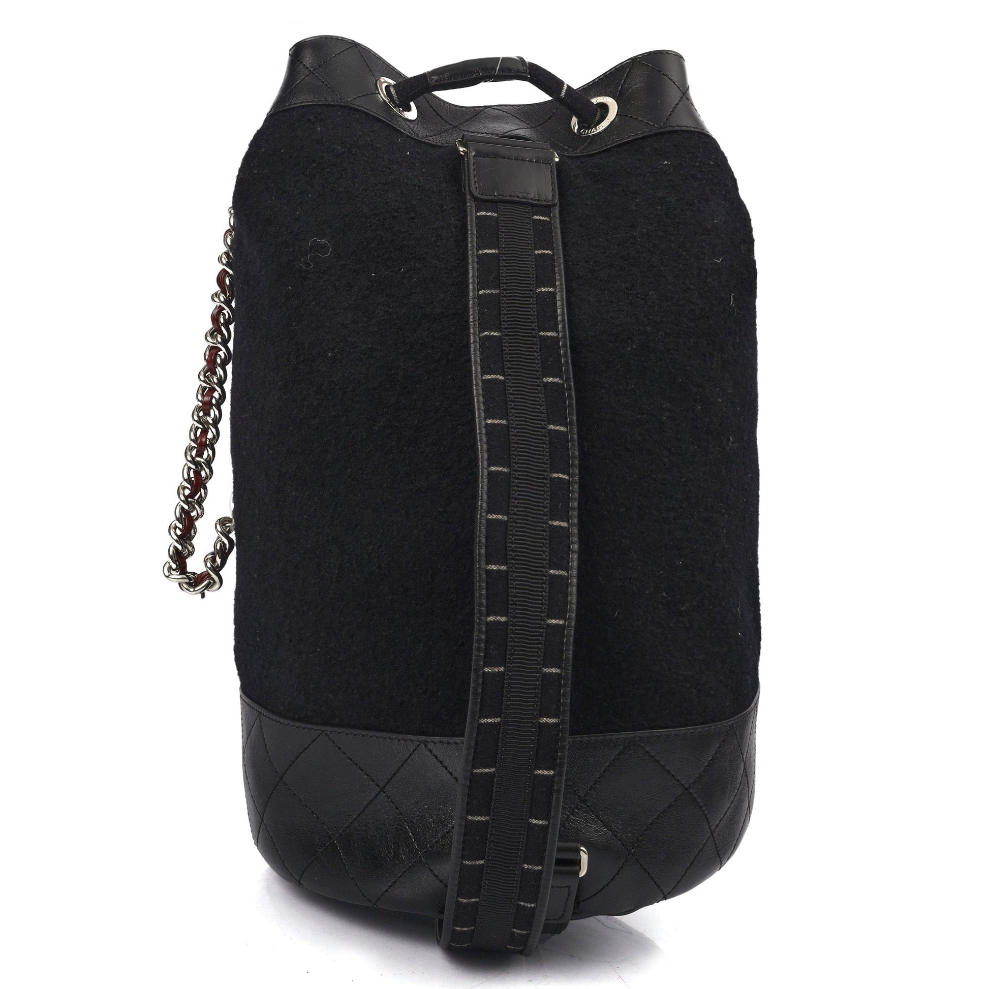 Chanel Backpack Backpack in Black, Fabric — Back View