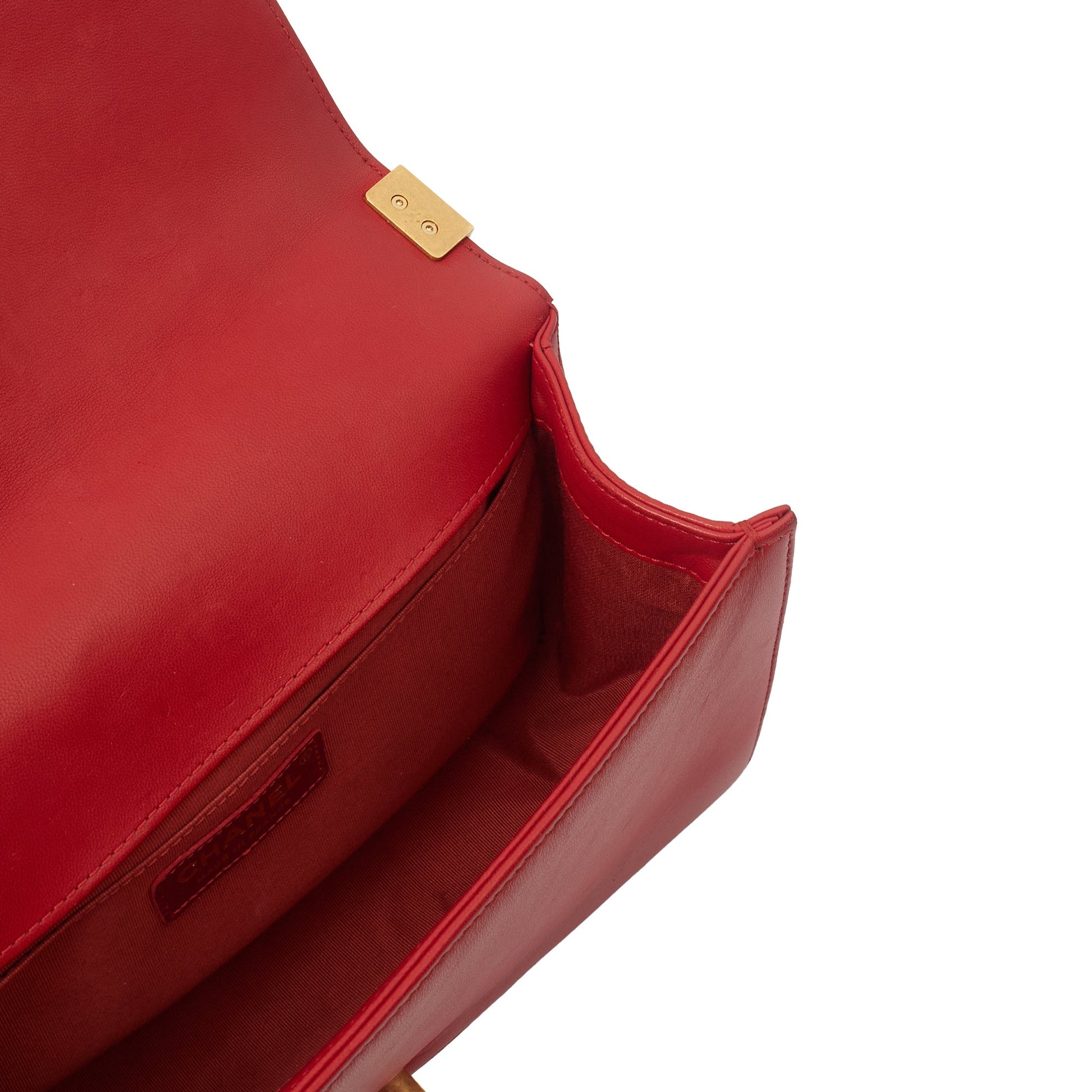 Chanel Shoulder Bag Boy - Medium in Red, Lambskin Leather — Alternate View 9