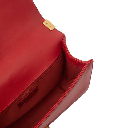 Chanel Shoulder Bag Boy - Medium in Red, Lambskin Leather — Alternate View 9