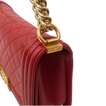 Chanel Shoulder Bag Boy - Medium in Red, Lambskin Leather — Alternate View 17