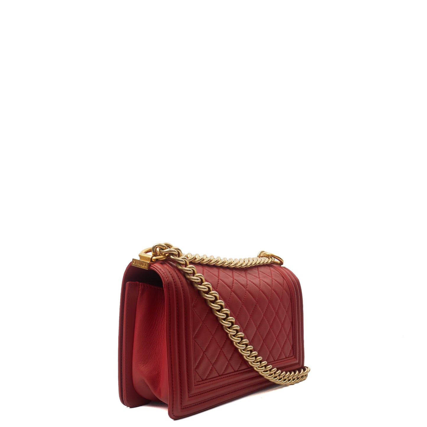 Chanel Shoulder Bag Boy - Medium in Red, Lambskin Leather — Alternate View 11