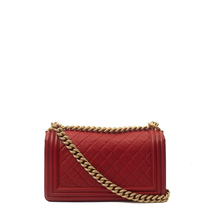 Chanel Shoulder Bag Boy - Medium in Red, Lambskin Leather — Alternate View 12