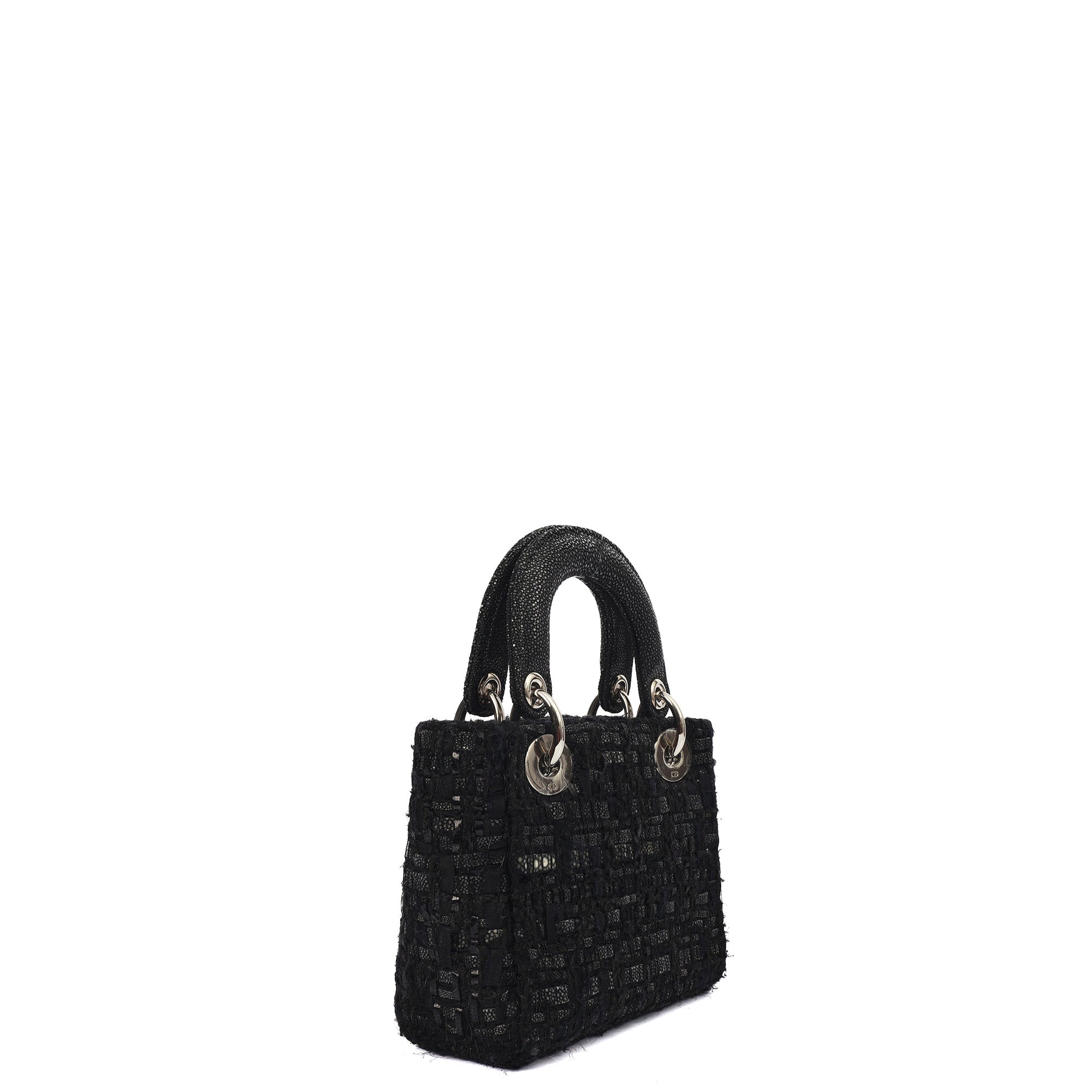 Christian Dior Top Handle Lady Dior - Mini in Black, Alligator Leather — Side View